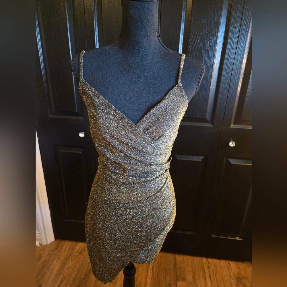 Vintage Blackish Gold Metallic Dress